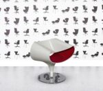 Refurbished Zuco Perillo Lounge Chair - White Shell - Red Fabric Seat