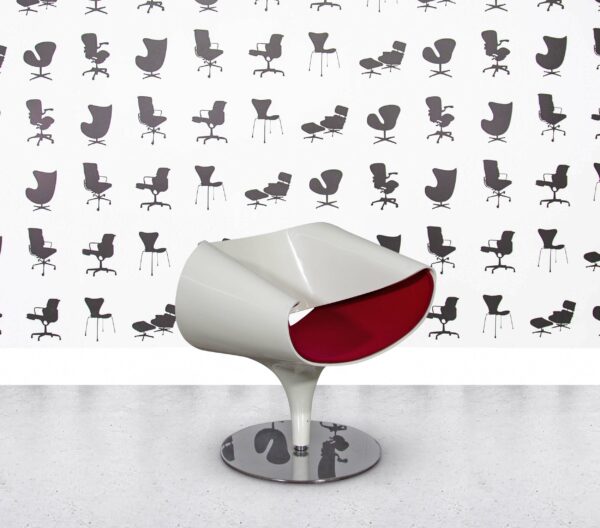 Refurbished Zuco Perillo Lounge Chair - White Shell - Red Fabric Seat