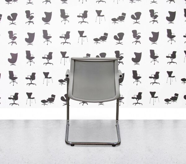Refurbished Vitra Unix Cantilever - Soft Grey Frame - Dim Grey Silk Mesh - Non-Stacking