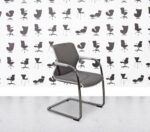 Refurbished Vitra Unix Cantilever - Soft Grey Frame - Dim Grey Silk Mesh - Non-Stacking