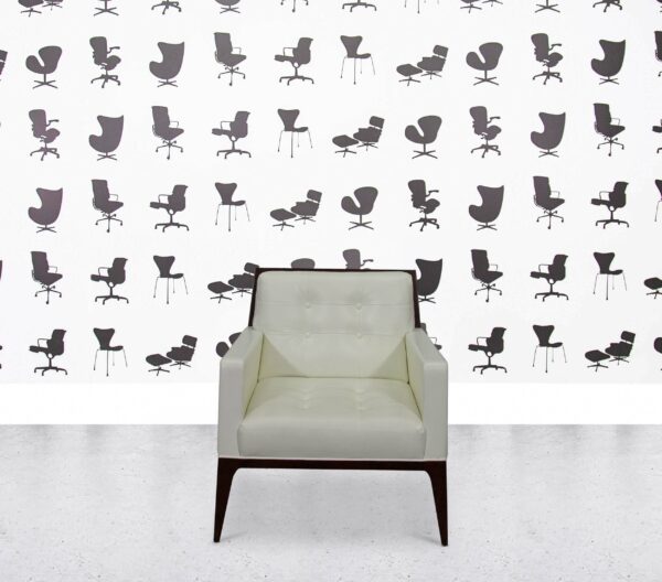 Refurbished David Edward Lolita Lounge Chair - White Leather