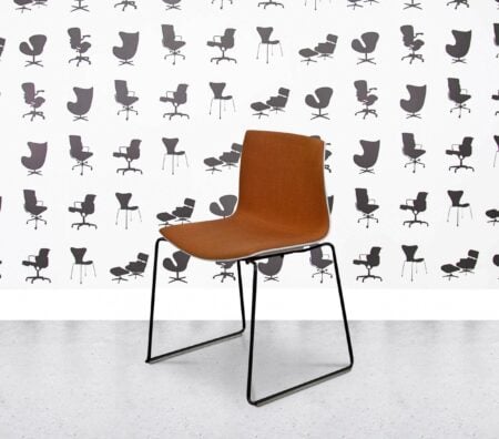 Refurbished Arper Catifa 46 - Canteen Chair - Sled Base - Orange Fabric