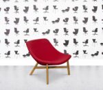 Refurbished Noti Mishell Armchair - Wooden Legs - Red Fabric
