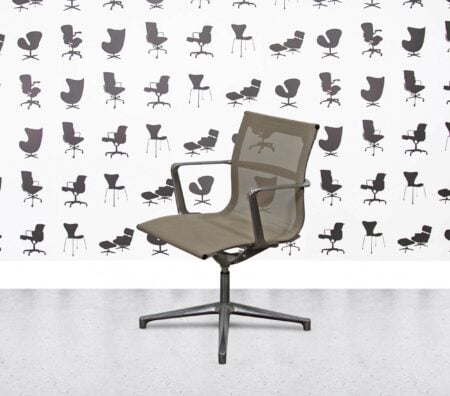 Refurbished ICF Una Chair - 4 Star Base - Polished Aluminium - Beige Mesh