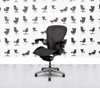 Refurbished Herman Miller Aeron Classic Size C FULL SPEC - Polished Aluminium Frame - Tuxedo Mesh - Posture Fit