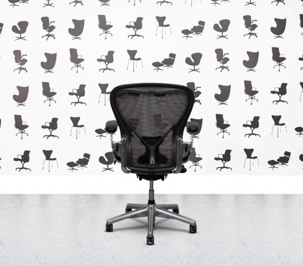 Refurbished Herman Miller Aeron Classic Size C FULL SPEC - Polished Aluminium Frame - Tuxedo Mesh - Posture Fit