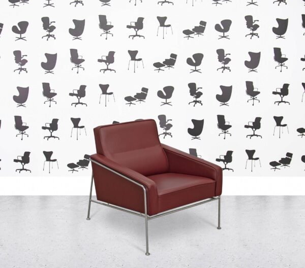 Refurbished Fritz Hansen 3300 and 3303 Armchair and Sofa Set - Berry Red Leather