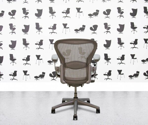 Refurbished Herman Miller Aeron Classic FULL SPEC - Size B - Titanium Frame - Light Grey Mesh