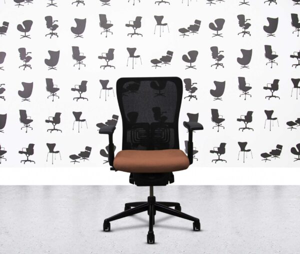 Refurbished Haworth Zody Desk Chair FULL SPEC 4D - Black Frame - Multi Colour in Leather - Tan