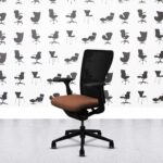 Refurbished Haworth Zody Desk Chair FULL SPEC 4D - Black Frame - Multi Colour in Leather - Tan
