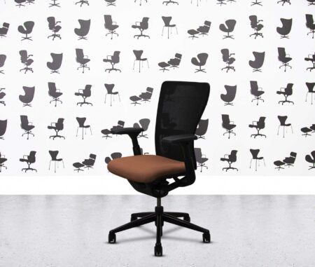 Refurbished Haworth Zody Desk Chair FULL SPEC 4D - Black Frame - Multi Colour in Leather - Tan
