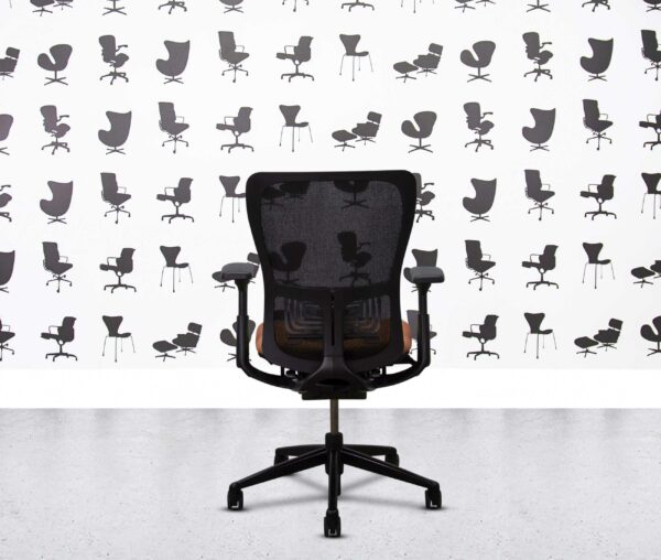 Refurbished Haworth Zody Desk Chair FULL SPEC 4D - Black Frame - Multi Colour in Leather - Tan