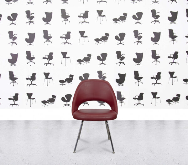 Refurbished Knoll Saarinen Relax Conference Dining Chair - Garnet Leather