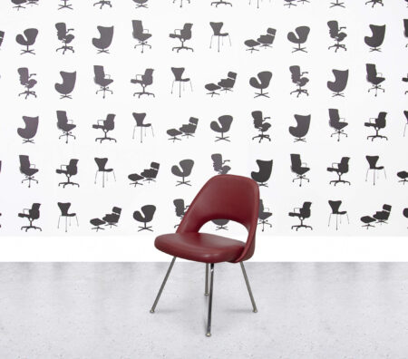 Refurbished Knoll Saarinen Relax Conference Dining Chair - Garnet Leather