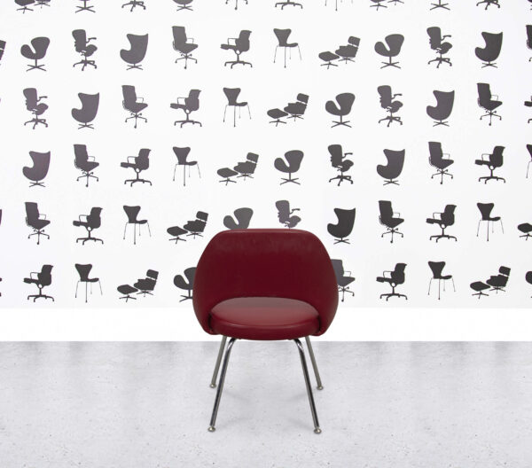 Refurbished Knoll Saarinen Relax Conference Dining Chair - Garnet Leather