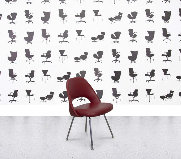 Refurbished Knoll Saarinen Relax Conference Dining Chair - Garnet Leather