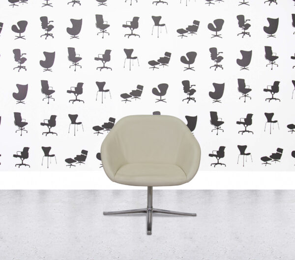 Refurbished Walter Knoll Turtle Lounge Chair - Ivory Leather