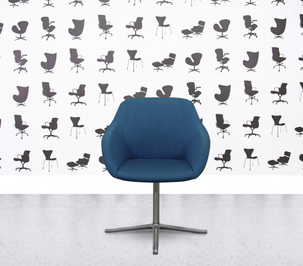 Refurbished Walter Knoll Turtle Lounge Chair - Blue Fabric