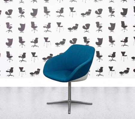 Refurbished Walter Knoll Turtle Lounge Chair - Blue Fabric