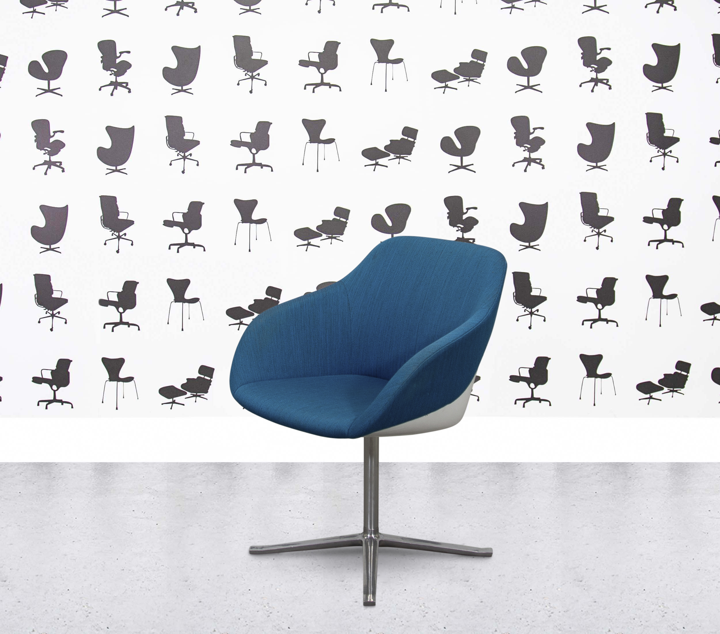 Refurbished Walter Knoll Turtle Lounge Chair - Blue Fabric2 Refurbished Walter Knoll Turtle Lounge Chair - Blue Fabric