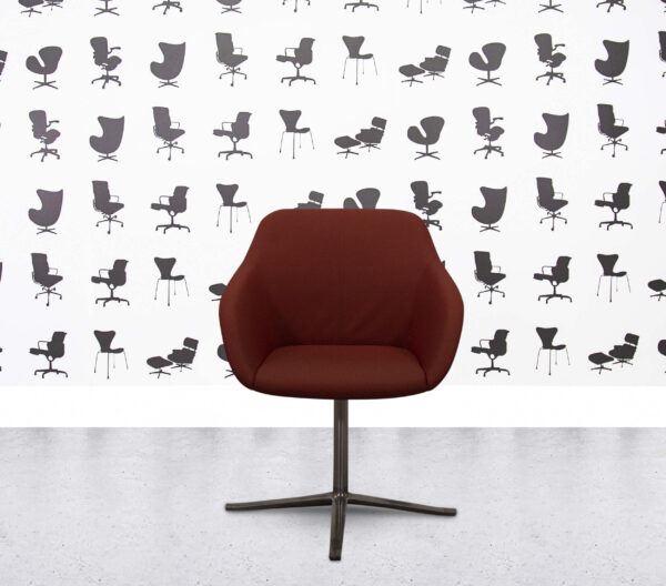 Refurbished Walter Knoll Turtle Lounge Chair - Red Fabric