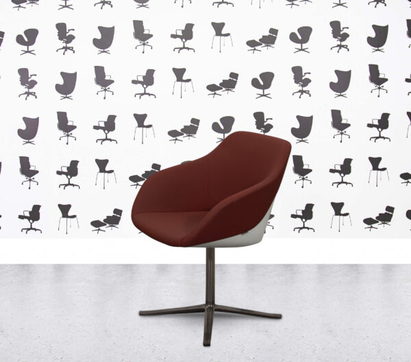 Refurbished Walter Knoll Turtle Lounge Chair - Red Fabric