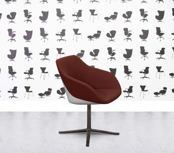 Refurbished Walter Knoll Turtle Lounge Chair - Red Fabric