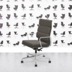 Refurbished Vitra Eames Soft Pad EA219 - Premium Leather - Pol Alu - Umbra Grey