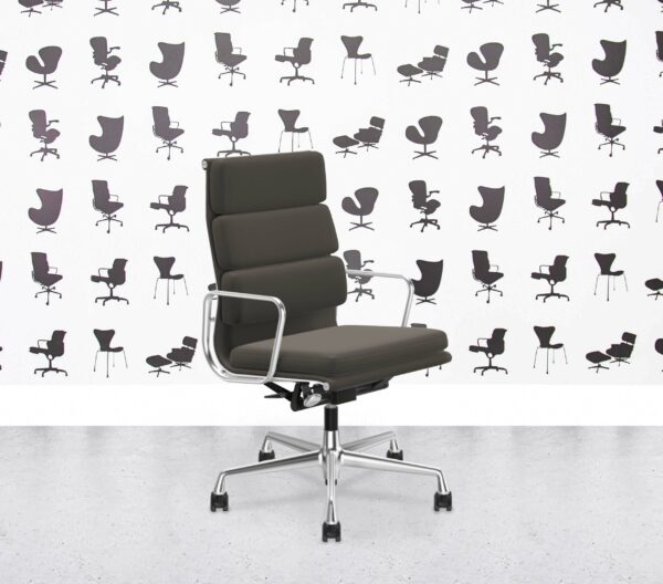Refurbished Vitra Eames Soft Pad EA219 - Premium Leather - Pol Alu - Umbra Grey