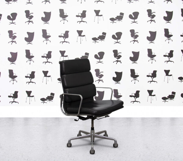 Refurbished ICF Eames EA219 - Chrome Frame - Black Leather