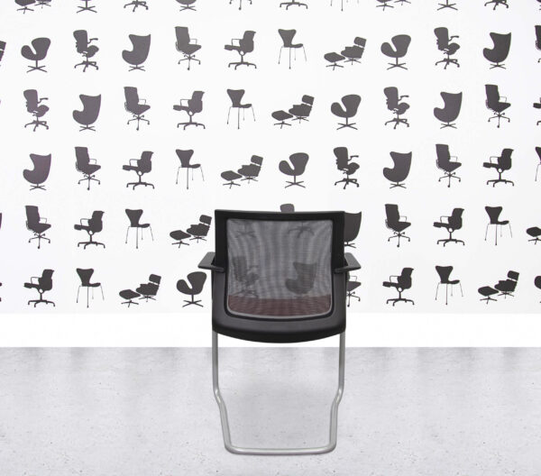 Refurbished Orangebox Workday Cantilever Armchair - Black Mesh Back - Red Seat