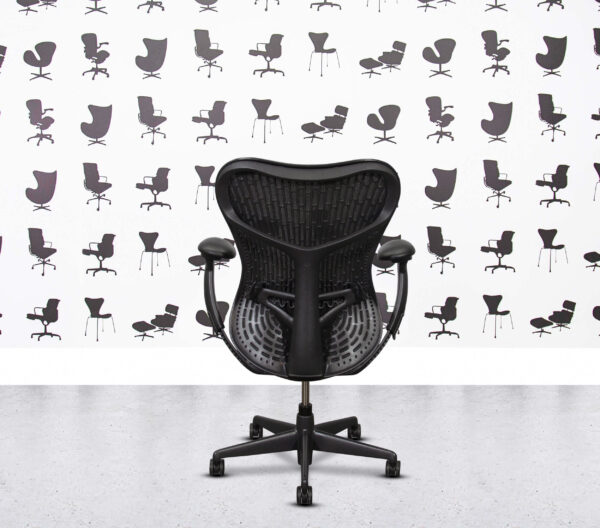Refurbished Herman Miller Mirra 2 Fully Loaded - Black Butterfly Mesh - Grey Mesh Seat