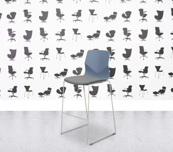 Refurbished Ocee Design Fourcast High Stool - Grey Fabric