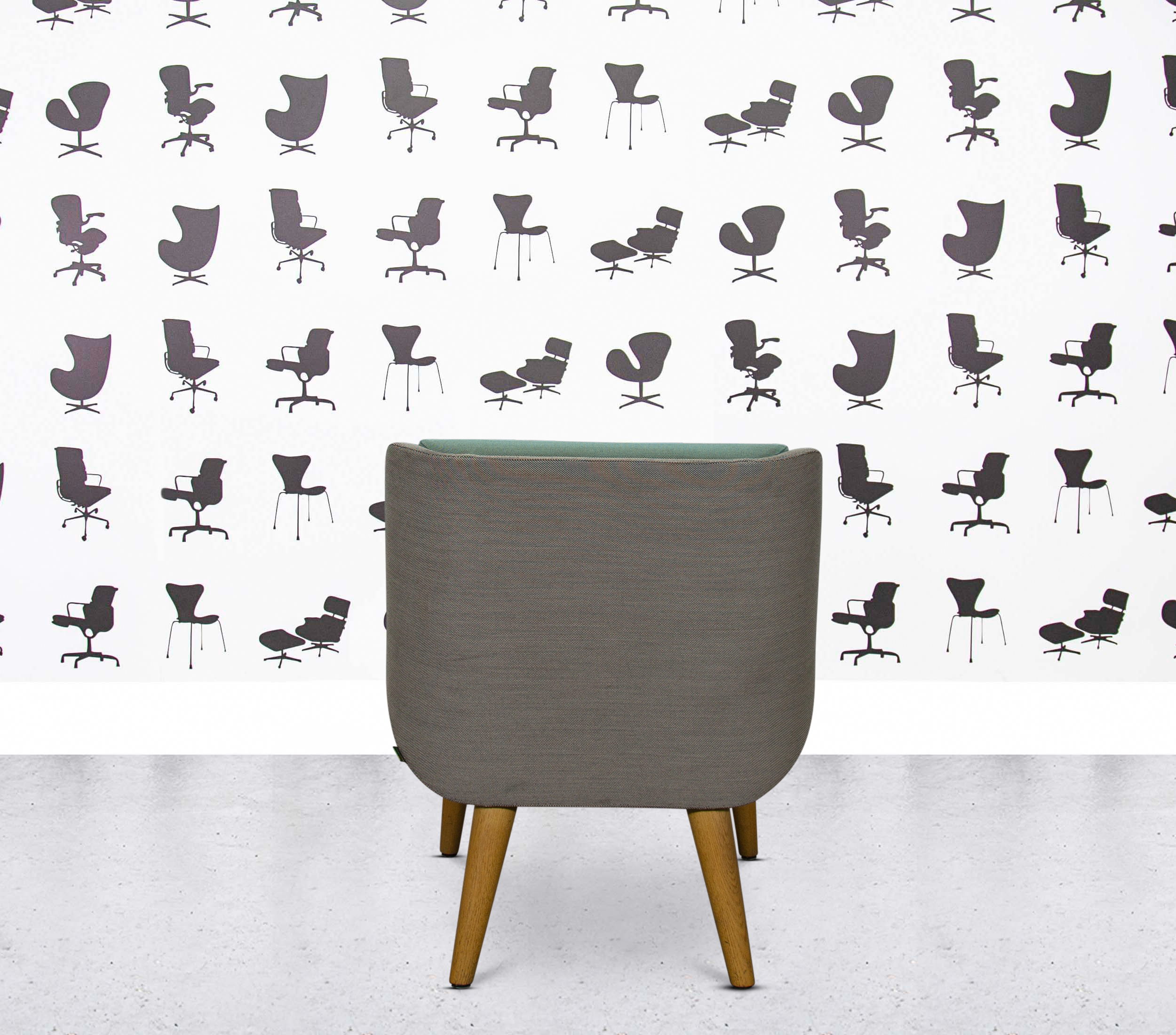 Refurbished Naughtone Hush Low Lounge Chair - Turquoise and Grey Fabric3 Refurbished Naughtone Hush Low Lounge Chair - Turquoise and Grey Fabric