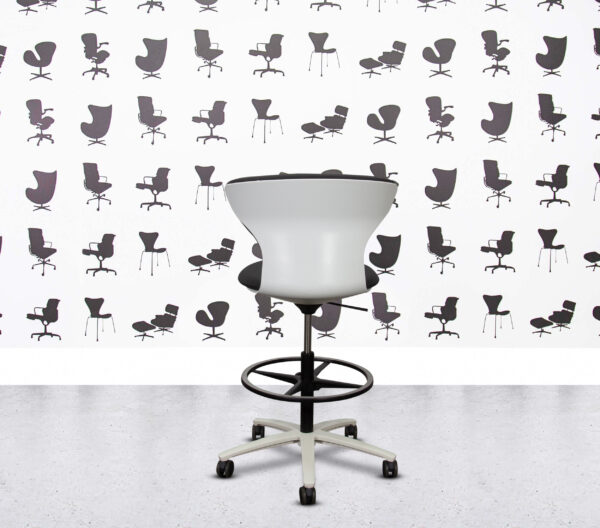 Refurbished Sedus Turn Around Swivel Stool - Black Fabric - White Frame