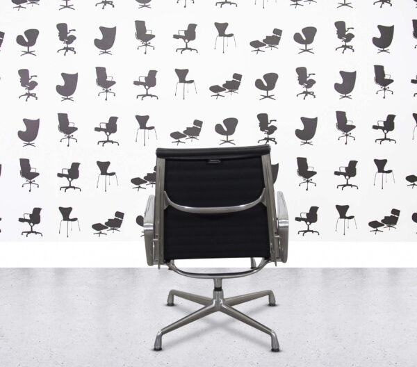 Refurbished Vitra Eames EA119 with Ottoman - Black Leather - Polished Aluminium