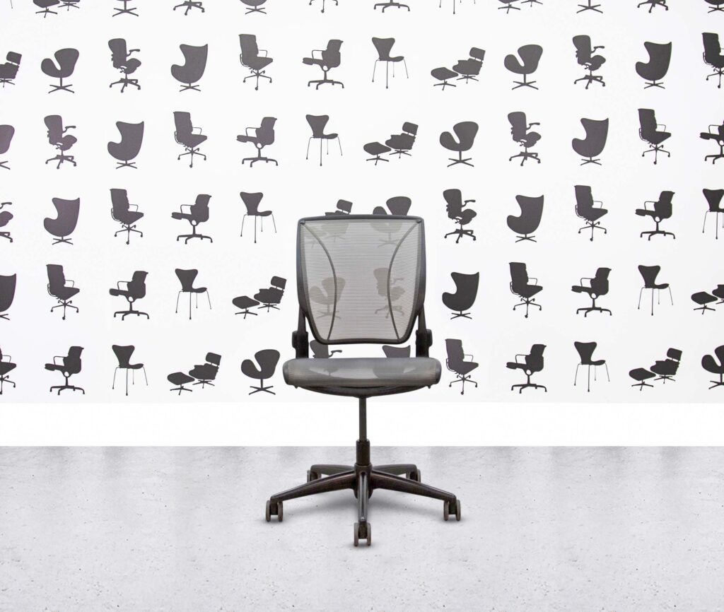 Refurbished Humanscale Diffrient World Task Chair - Grey Mesh Back and Seat - Armless