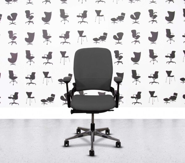 Refurbished Steelcase Leap V2 4D - Polished Aluminium - GrigioGrey