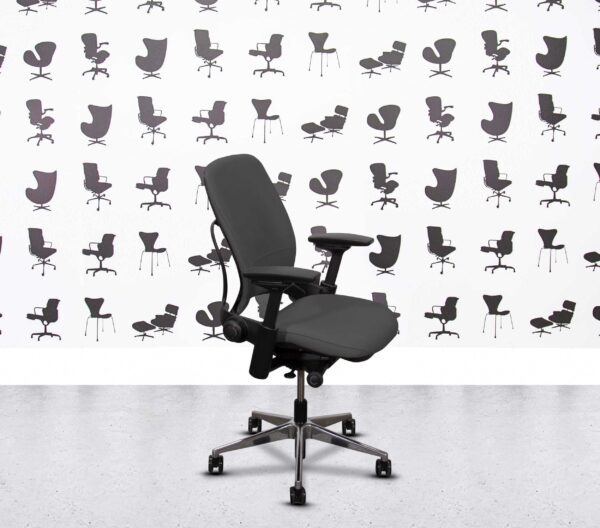 Refurbished Steelcase Leap V2 4D - Polished Aluminium - GrigioGrey