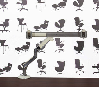 Refurbished Humanscale M8.1 Dual Monitor Arm Desk Mount - White