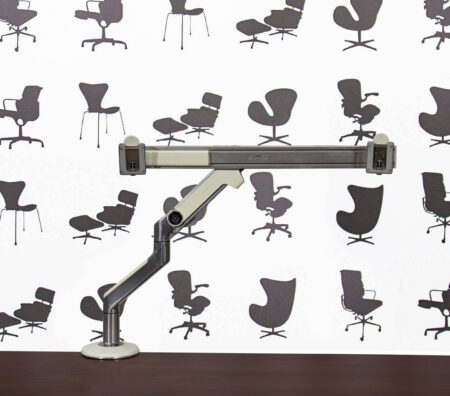 Refurbished Humanscale M8.1 Dual Monitor Arm Desk Mount - White