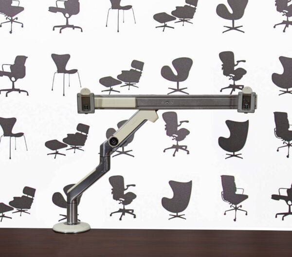 Refurbished Humanscale M8.1 Dual Monitor Arm Desk Mount - White