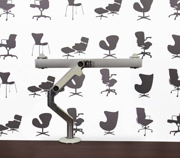 Refurbished Humanscale M8.1 Dual Monitor Arm Desk Mount - White