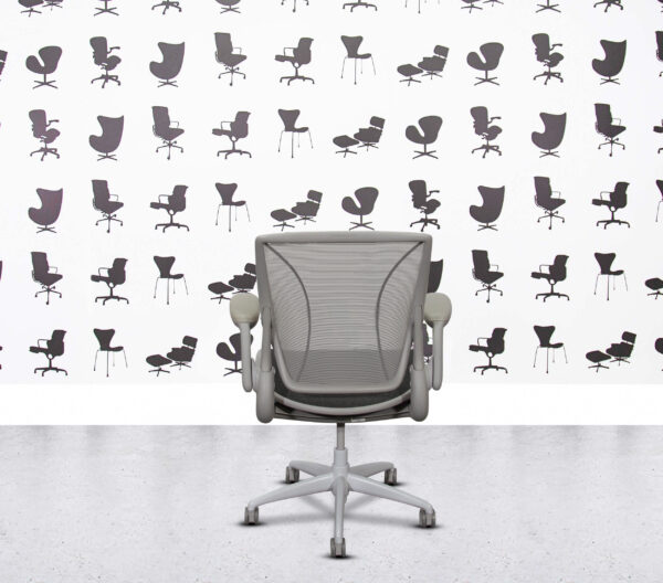 Refurbished Humanscale Diffrient World - Mesh Back - White Frame and Base - Dark Grey Seat