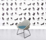 Refurbished Naughtone Always Chair ALCHBSL - Sled Base - Grey and Blue Fabric