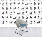 Refurbished Naughtone Always Chair ALCHBSL - Sled Base - Grey and Blue Fabric