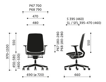 Refurbished LightUp 230 - White Mesh and Frame - dimensions