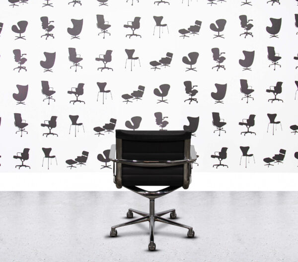 Refurbished ICF Una Chair - Polished Aluminium - Black Leather