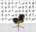 Refurbished Boss Design Kruze Swivel Chair - Black Leather - Walnut Shell