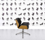 Refurbished Boss Design Kruze Swivel Chair - Black Leather - Walnut Shell